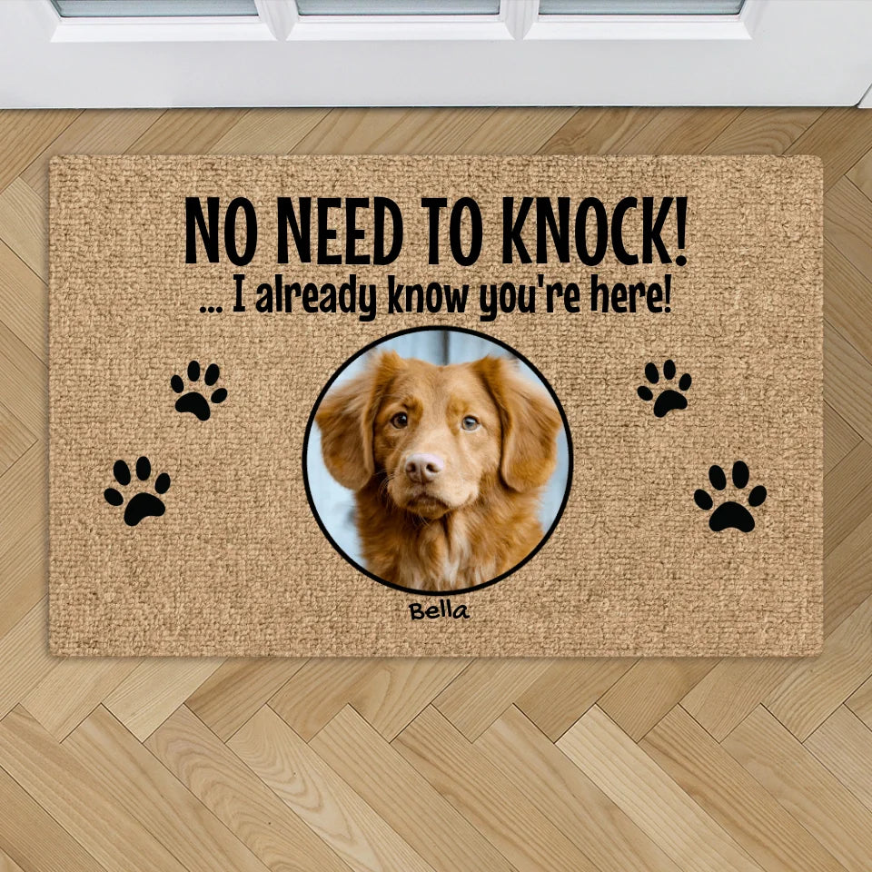 No need to knock with photo - Personalized Doormat