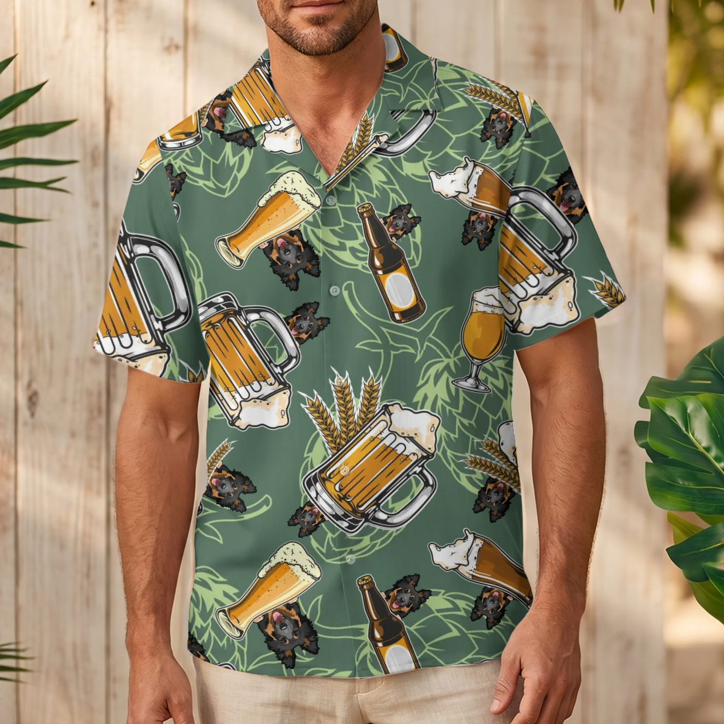 Beer with dogs - Personalized Hawaiian Shirt