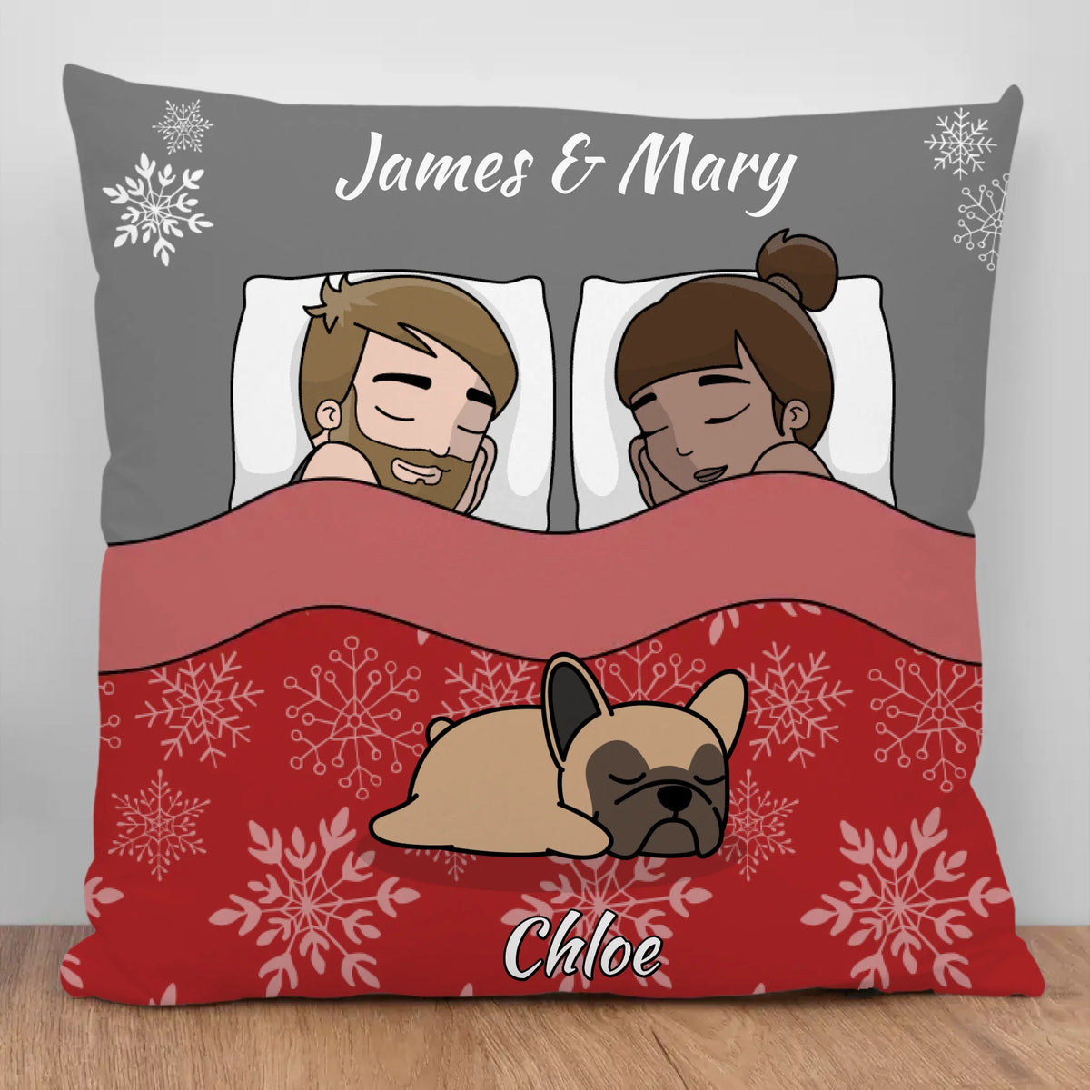 Personalized Pillow - Christmas cuddle time with pets