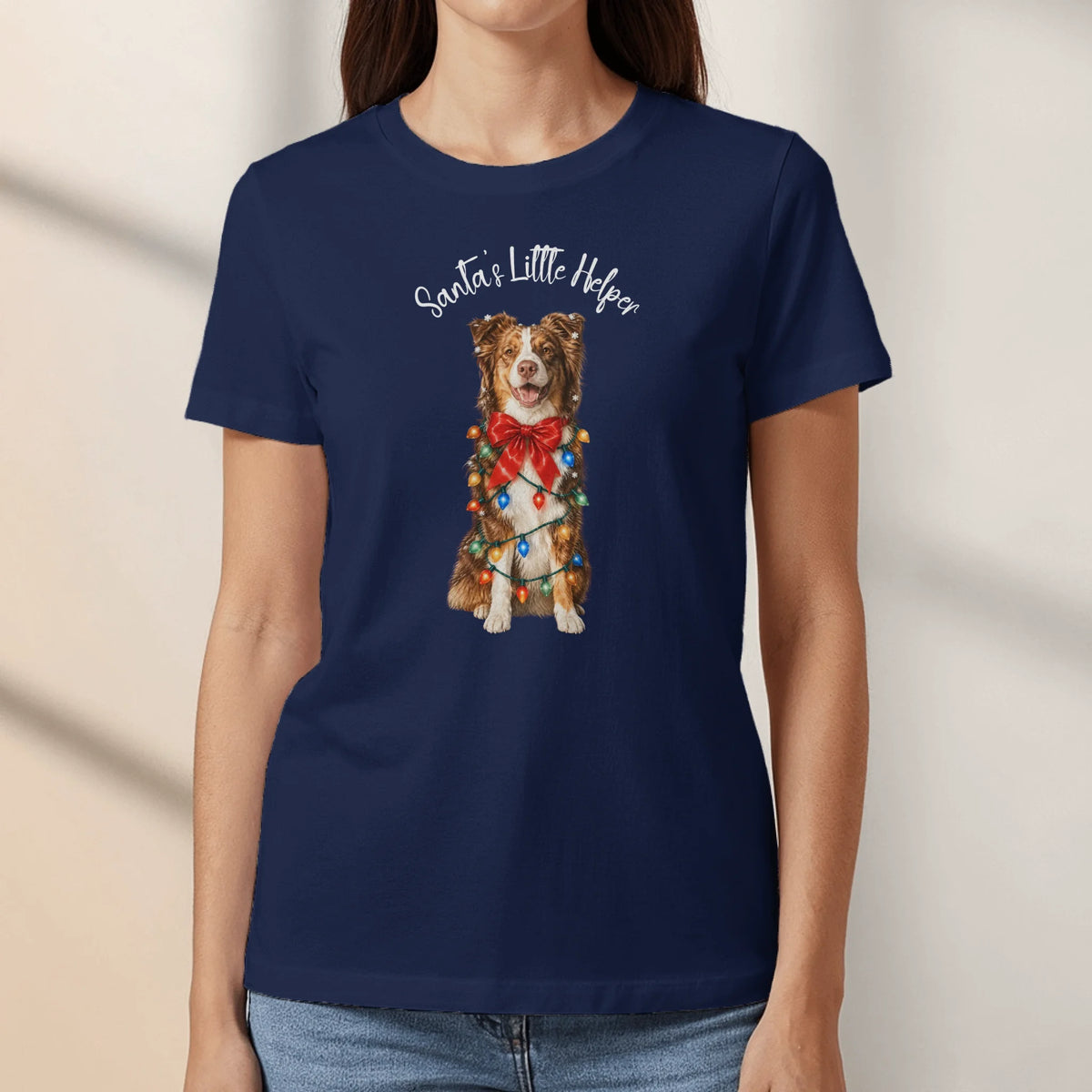Personalized T-Shirt - Cartoon Christmas Santa's Little Helper Springer Spaniel