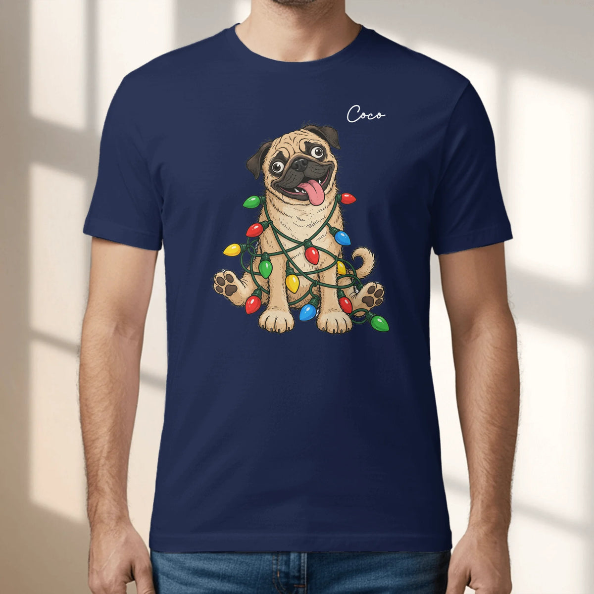 Personalized T-Shirt - Cartoon Christmas Silly Dog Face