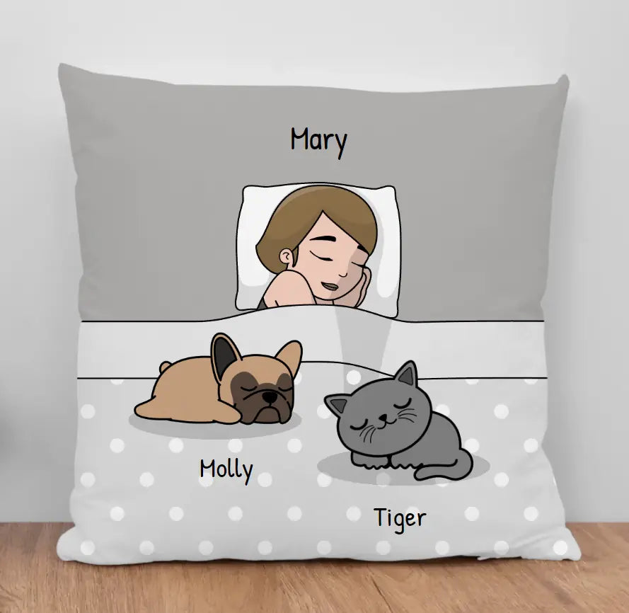 Cuddle time with pets Single - Personalized Pillow