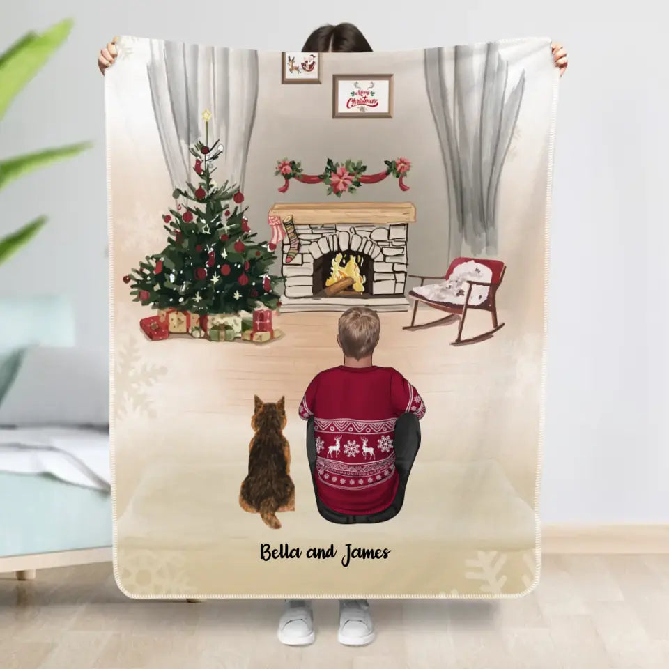 By the fireplace - Personalized Blanket