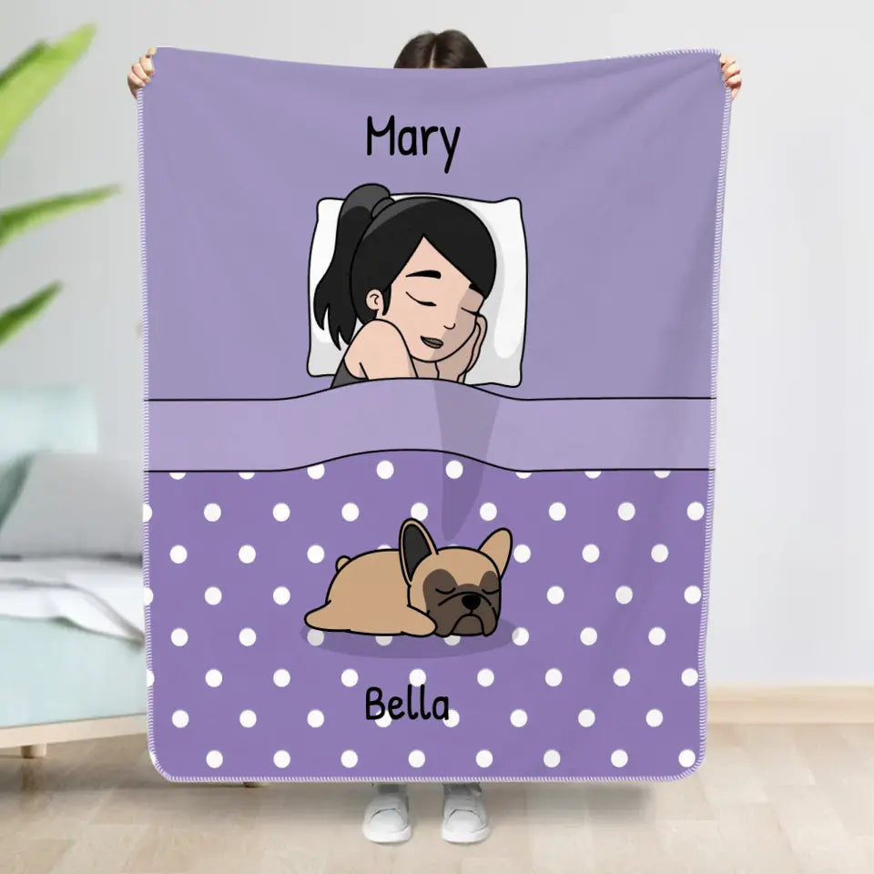 Cuddle time with pets Single - Personalized blanket