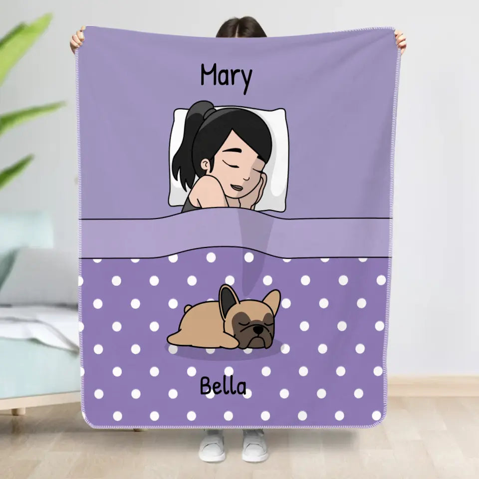 Cuddle time with pets Single - Personalized Blanket