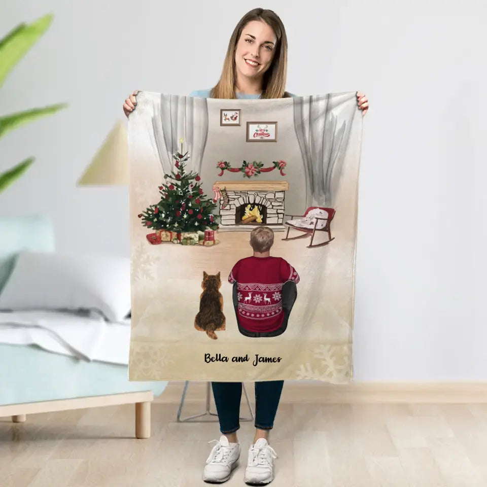 By the fireplace - Personalized Blanket