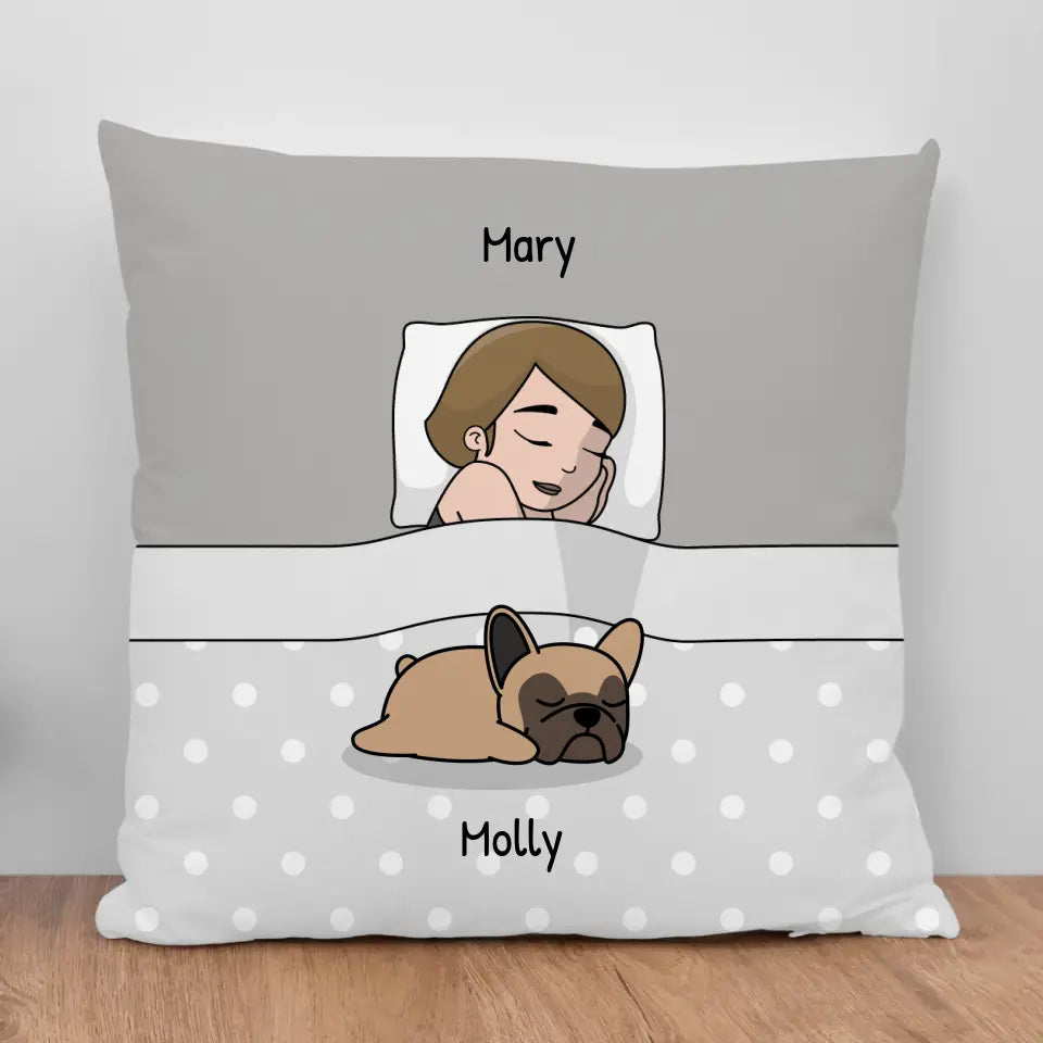 Cuddle time with pets Single - Personalized Pillow