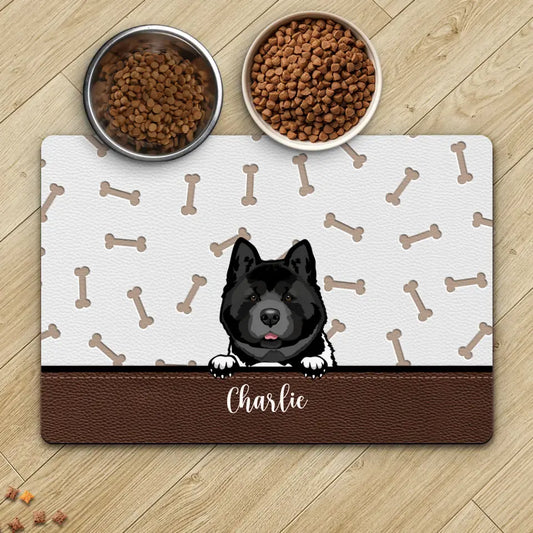 Leather optic - Personalized pet bowl mat