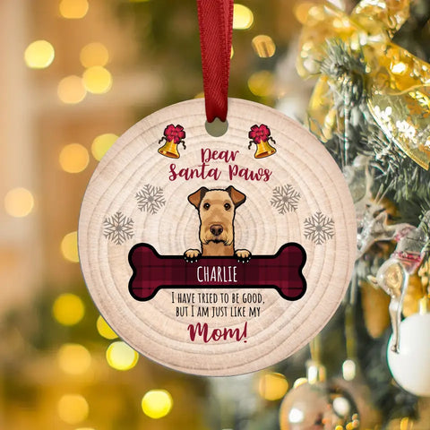 Dear Santa Paws - Personalized metal ornament - Featured Image