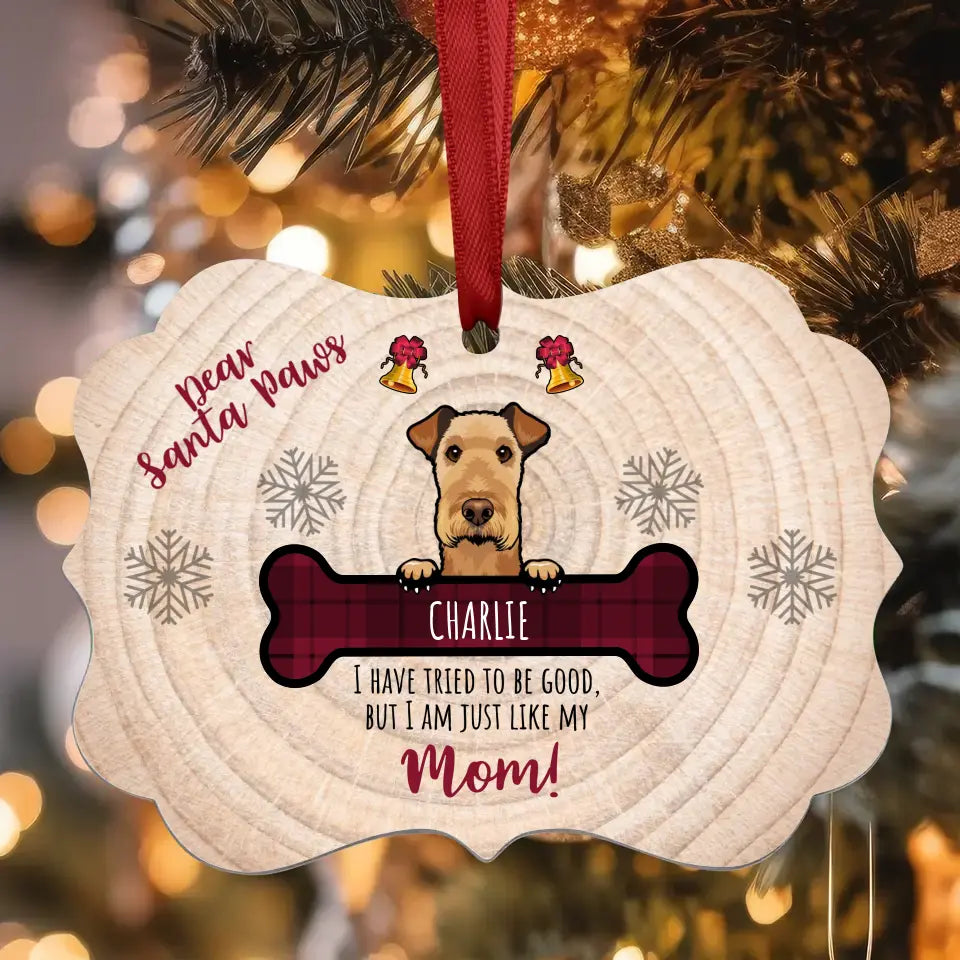 Dear Santa Paws - Personalized metal ornament