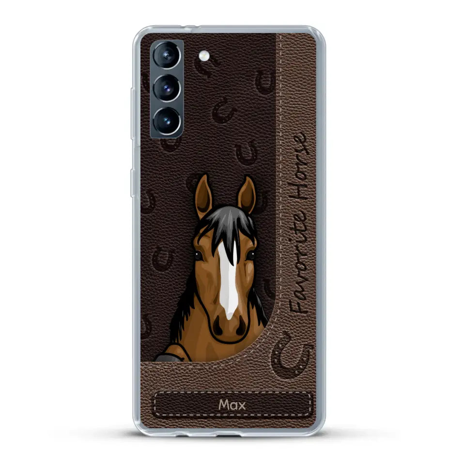 Peeking horses leather Look - Personalized Phone Case