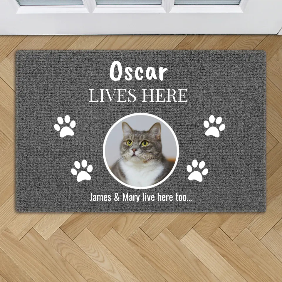 Here lives - Personalized Doormat
