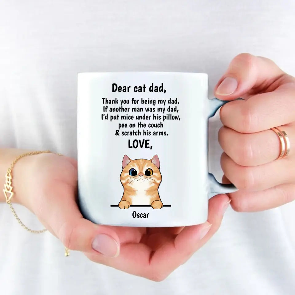 Dear cat Dad/Mom (curious cats) - Personalized Mug