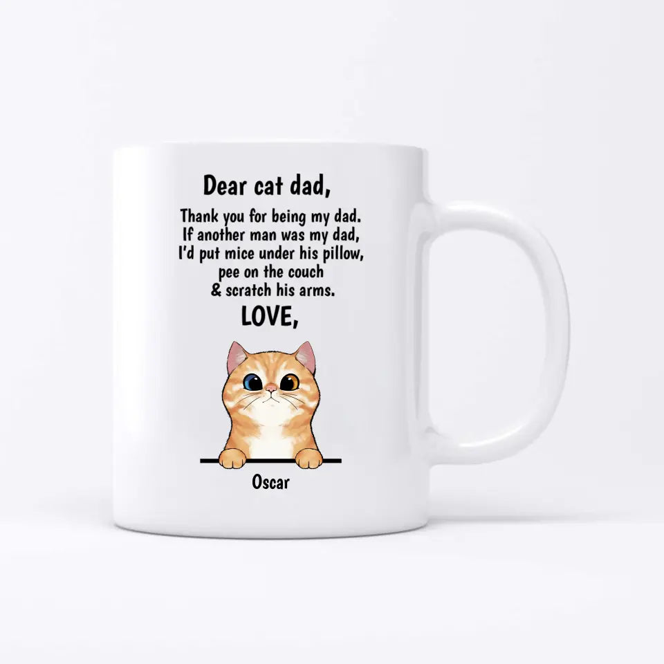 Dear cat Dad/Mom (curious cats) - Personalized Mug