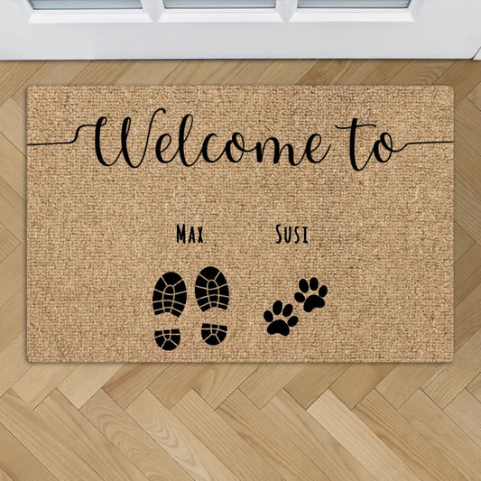 Shoe and paw print - Personalized Doormat