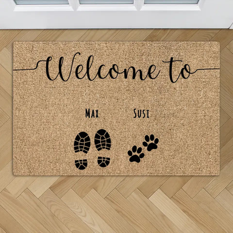 Shoe and paw print - Personalized Doormat - Featured Image