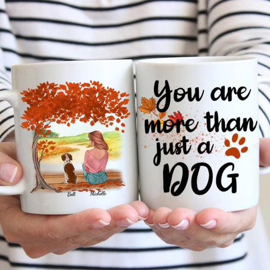 Woman and dog under the tree - Personalized Mug