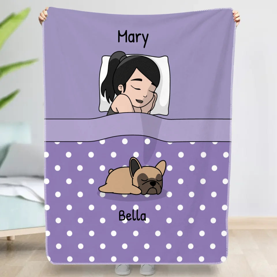 Cuddle time with pets Single - Personalized Blanket