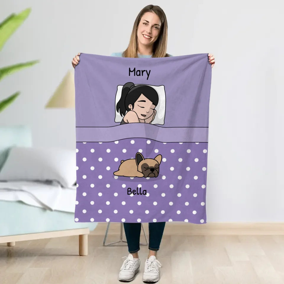 Cuddle time with pets Single - Personalized Blanket