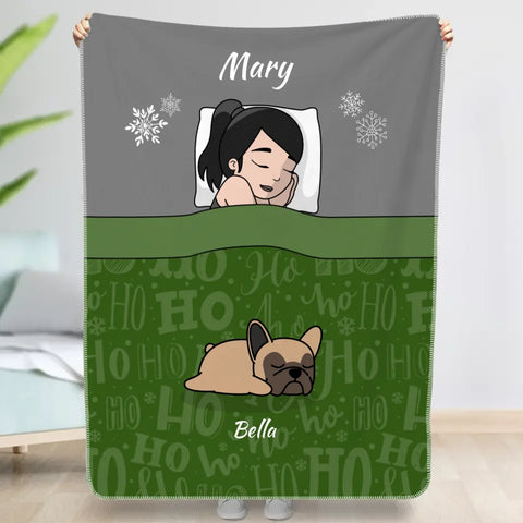 Christmas cuddle time with pets Single - Personalized Blanket - Featured Image