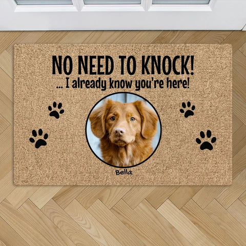 No need to knock with photo - Personalized doormat - Featured Image