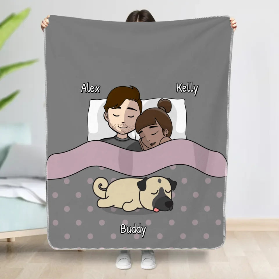 Cuddling with our floofs - Personalized Blanket