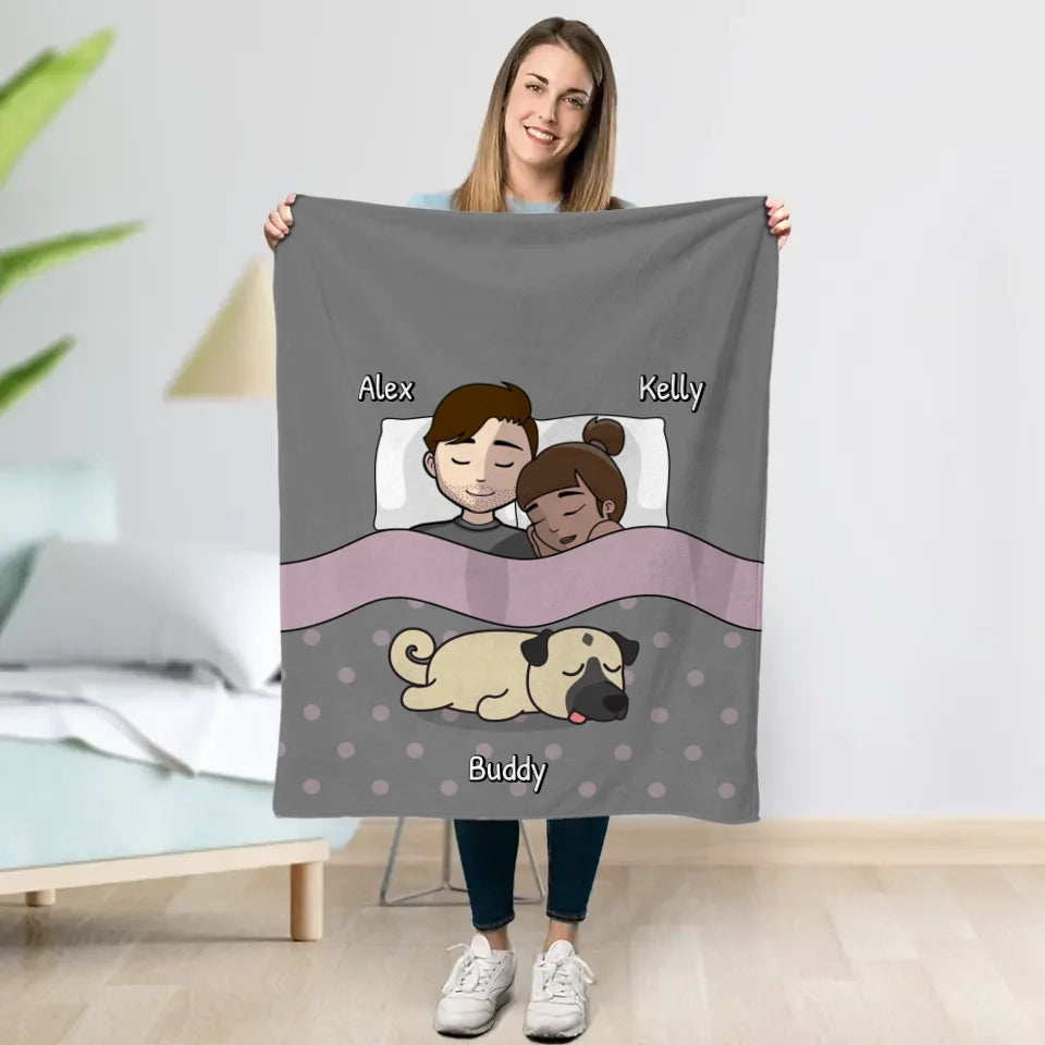 Cuddling with our floofs - Personalized blanket