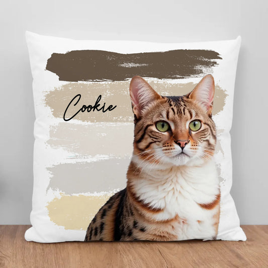 Photo with watercolor stripes - Personalized pillow