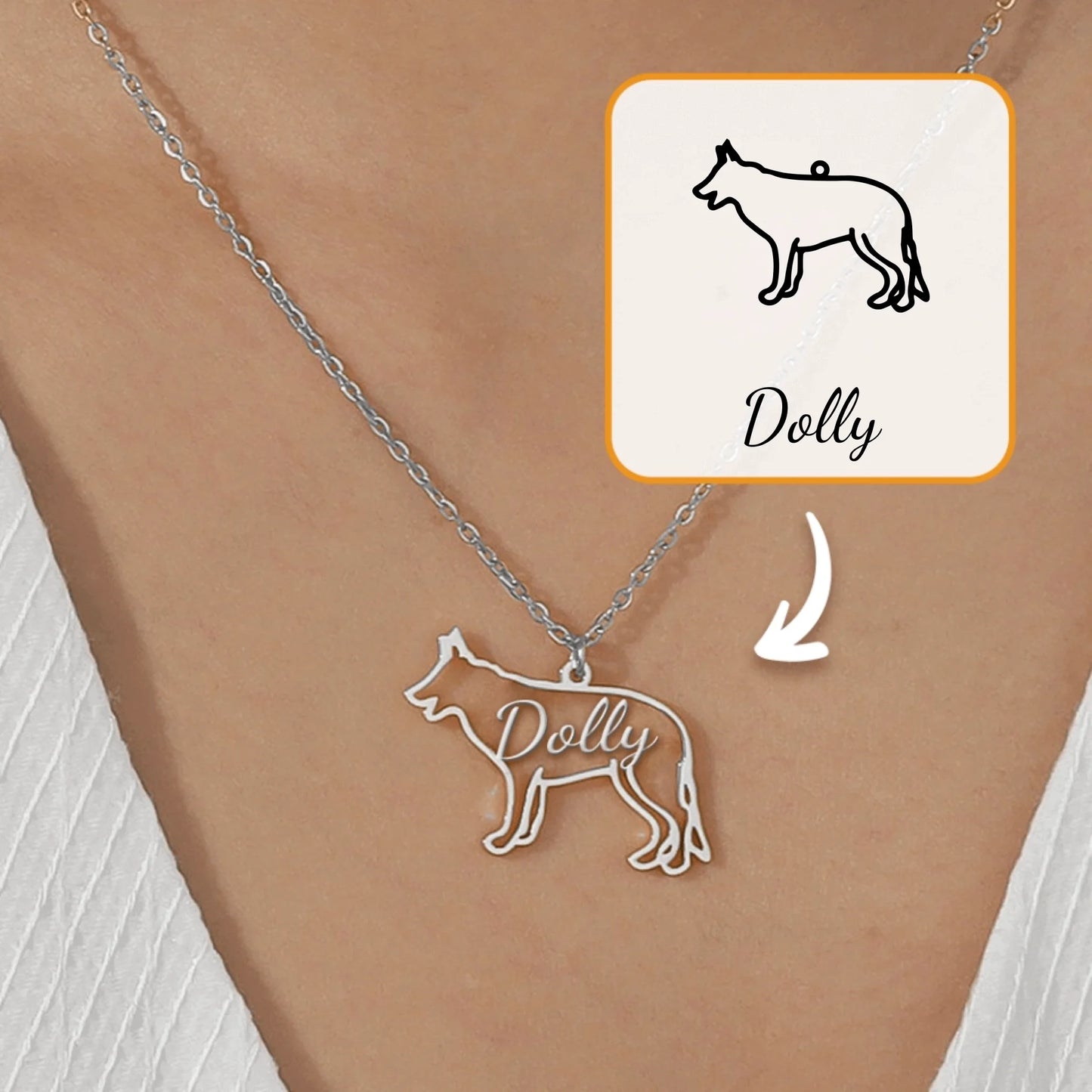 Dog Silhouette - Personalized Necklace