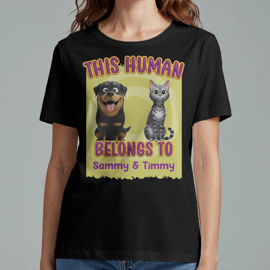 This human belongs to me - Personalized T-shirt