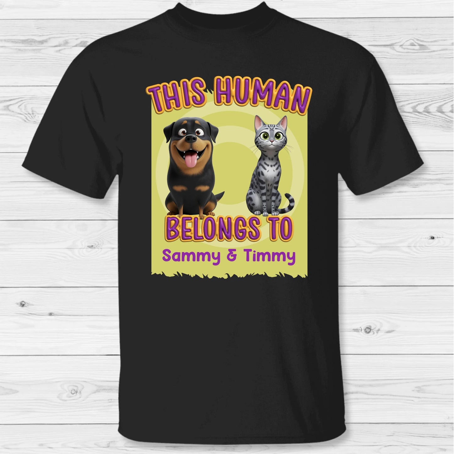 This human belongs to me - Personalized T-Shirt