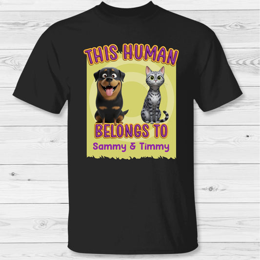 This human belongs to me - Personalized T-Shirt