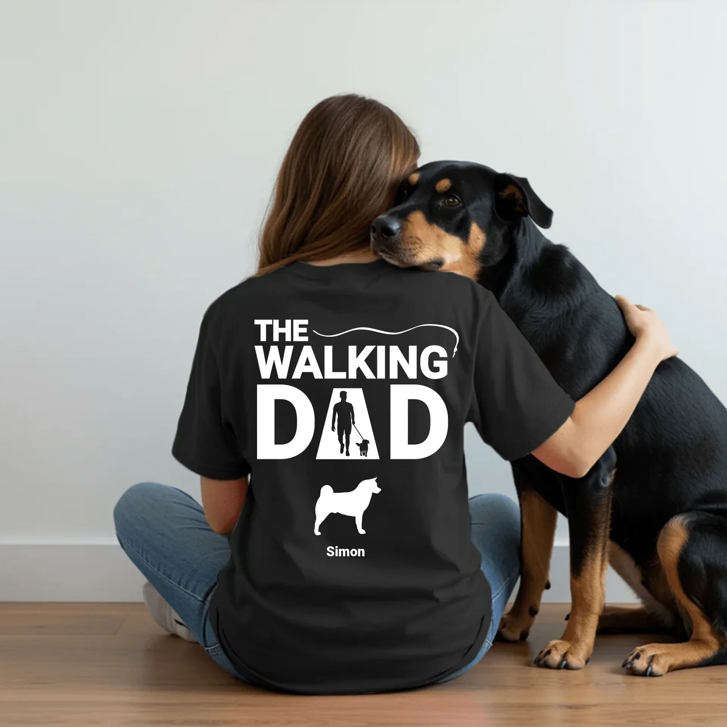 Woman sitting with dog - Black-min