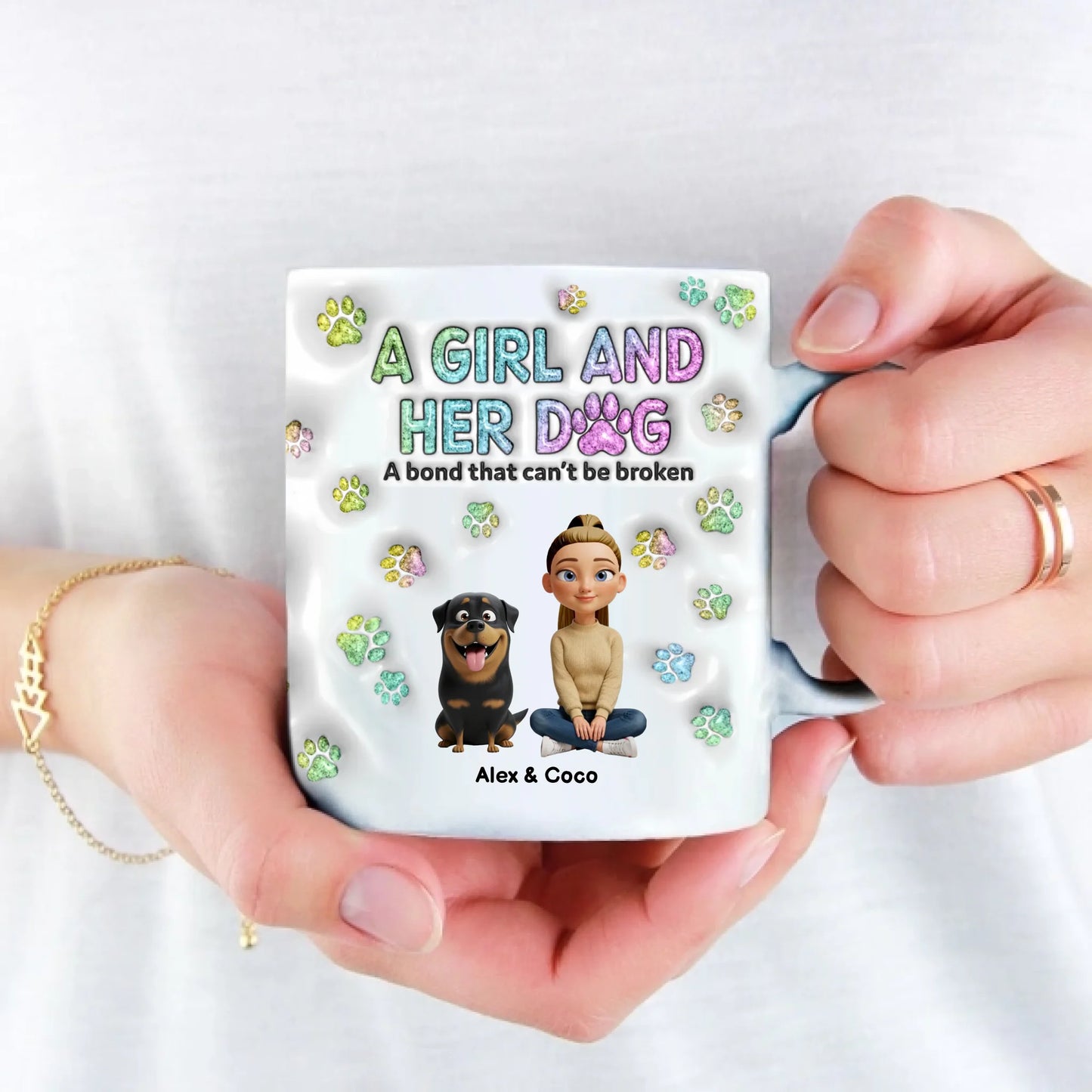 A girl and her dog - Personalized Mug