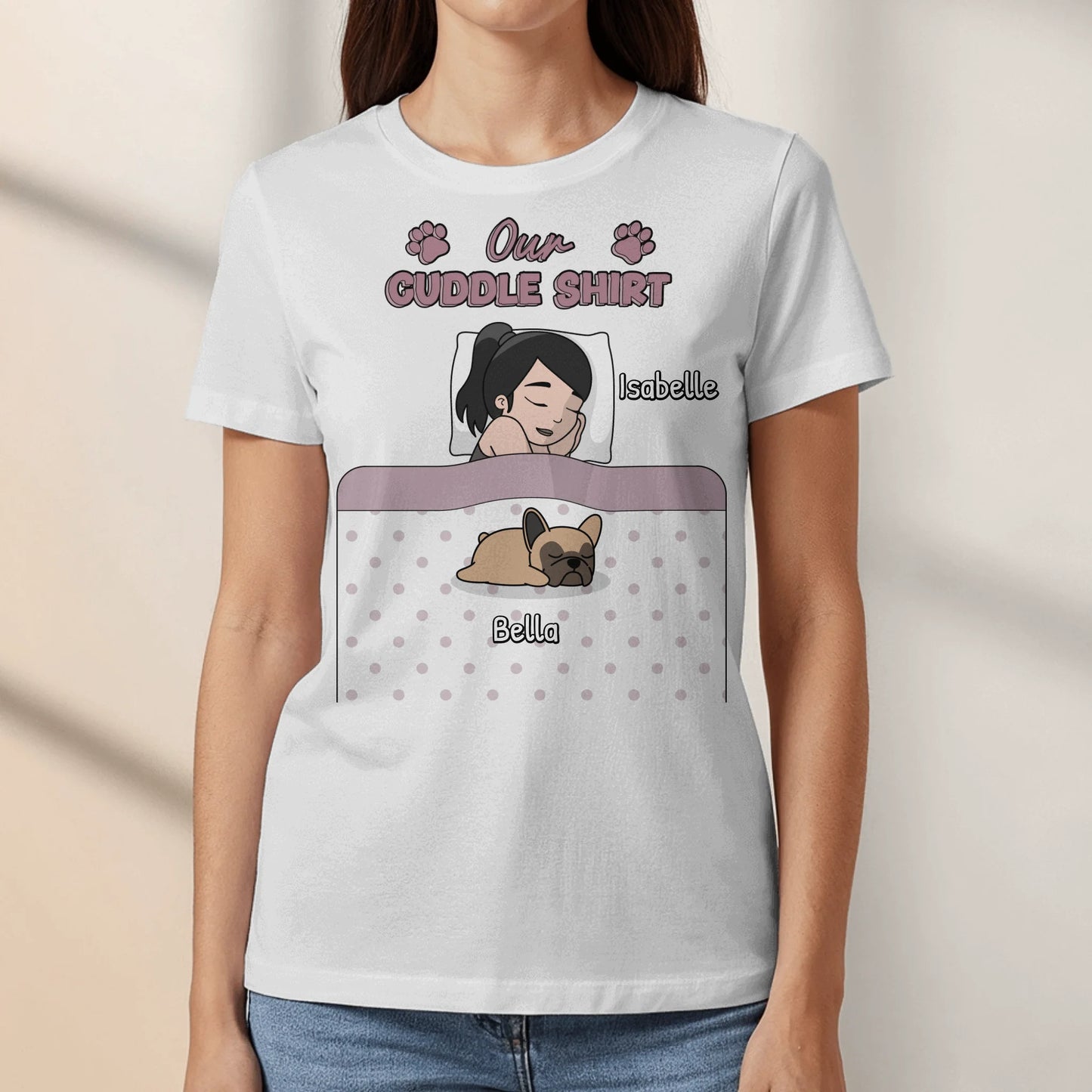 Cuddle time with pets Single - Personalized T-Shirt