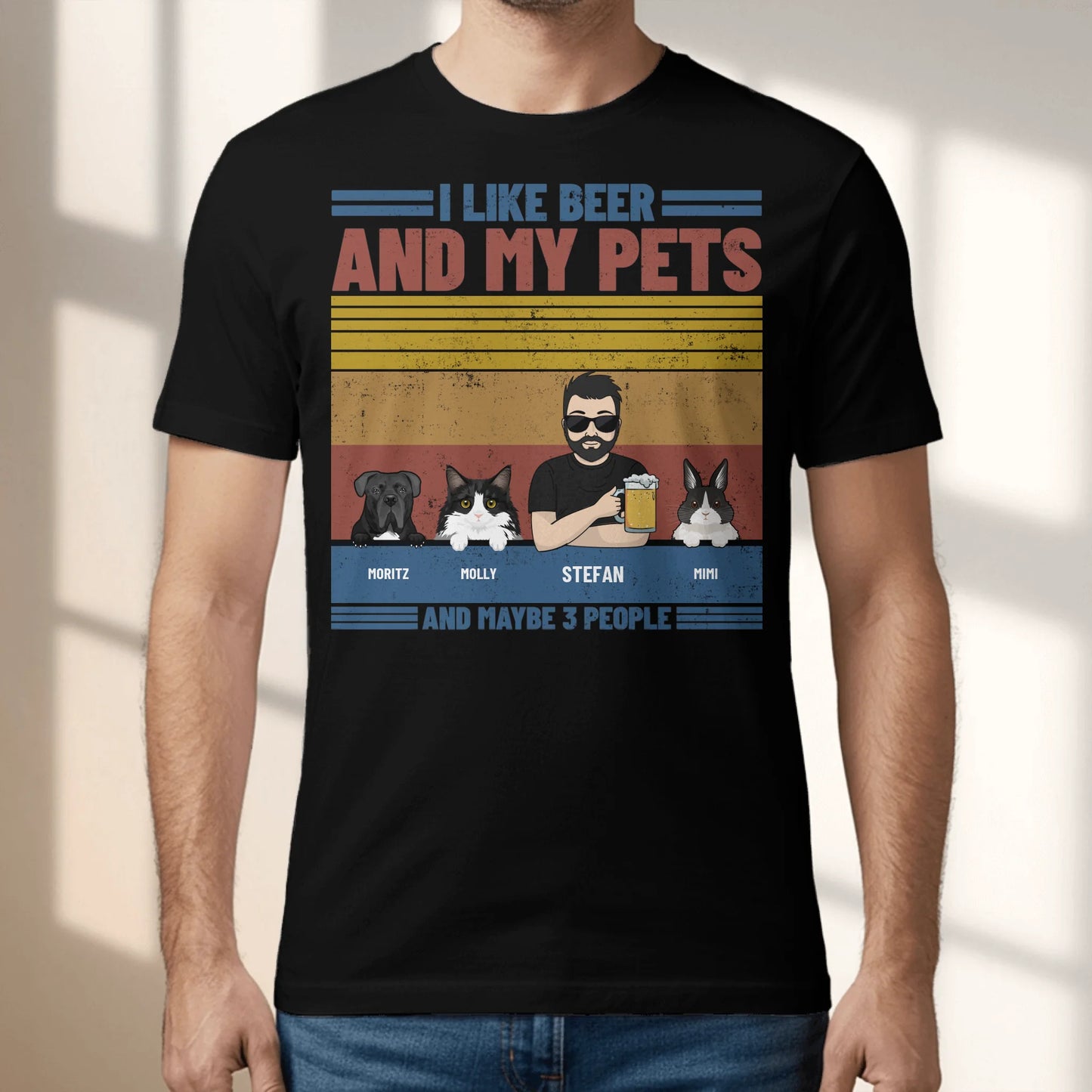 I like beer & my pets - Personalized T-Shirt