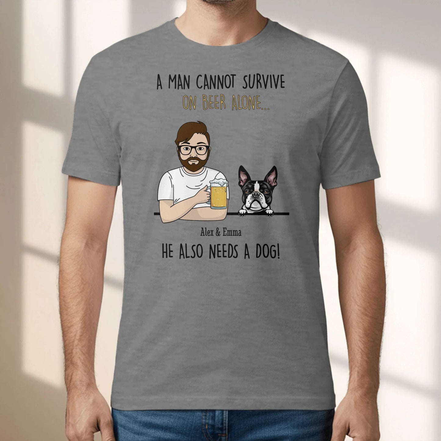 A beer and a dog - Personalized T-Shirt