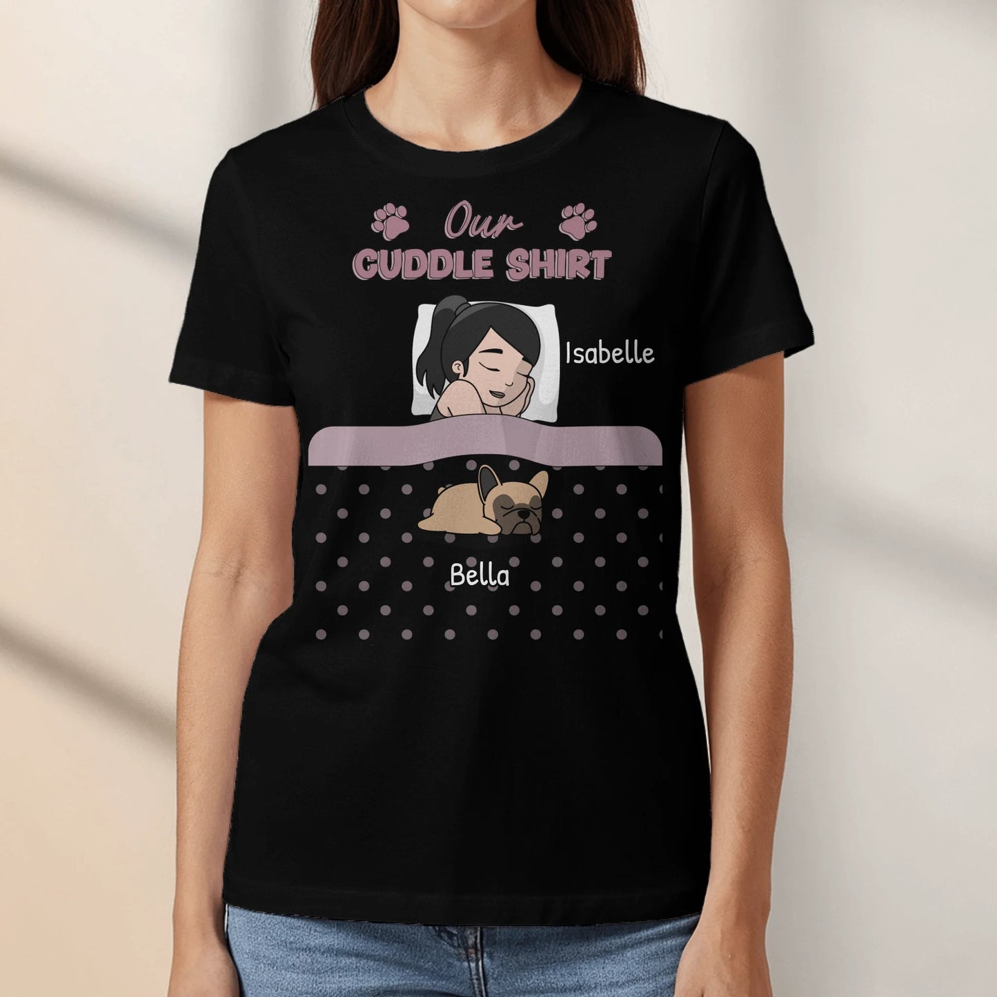 Cuddle time with pets Single - Personalized T-Shirt