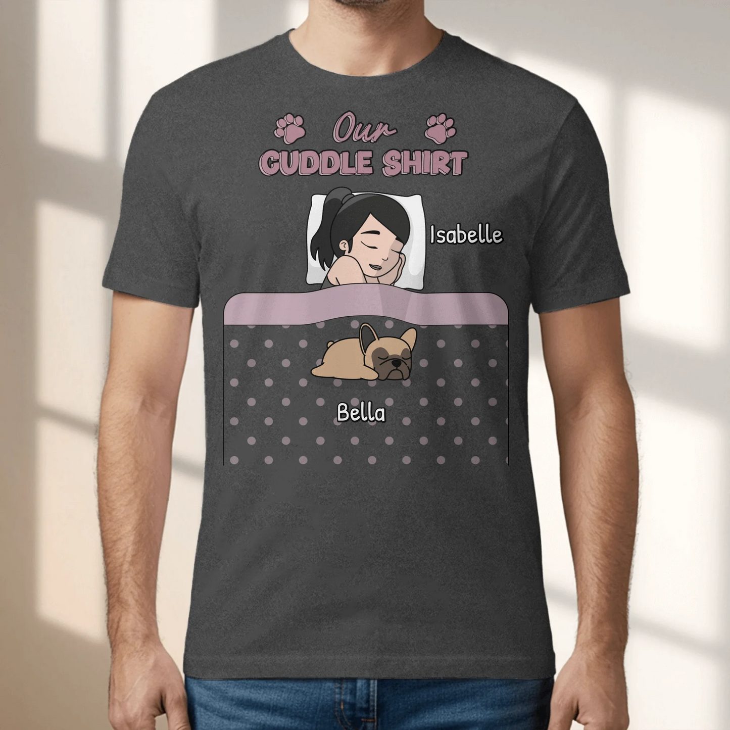 Cuddle time with pets Single - Personalized T-Shirt