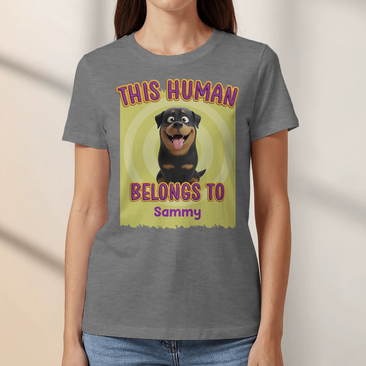 This human belongs to me - Personalized T-Shirt