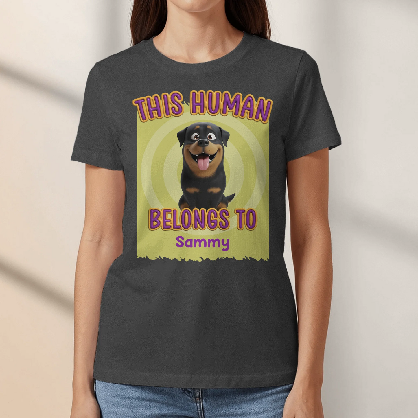 This human belongs to me - Personalized T-Shirt