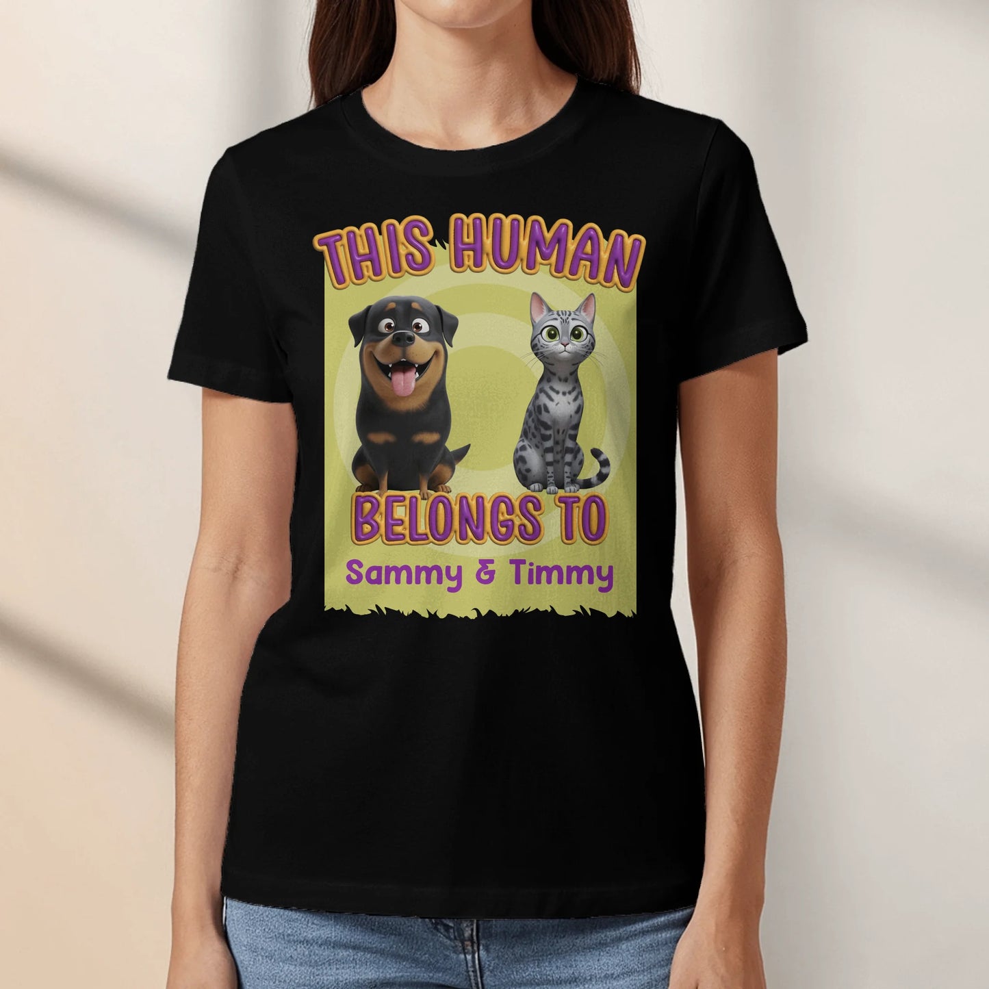 This human belongs to me - Personalized T-Shirt