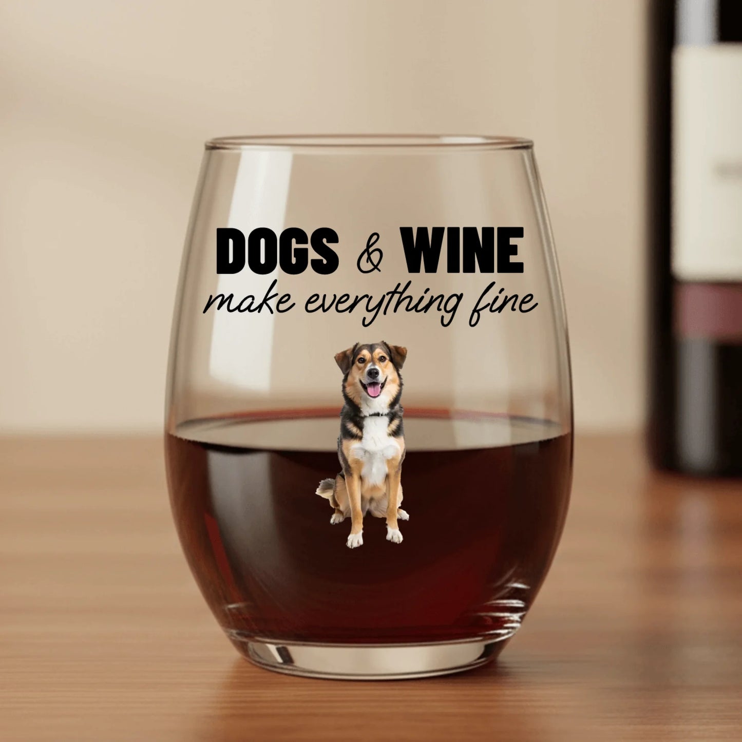 Pets & wine make me fine -  Personalized Wine Glass