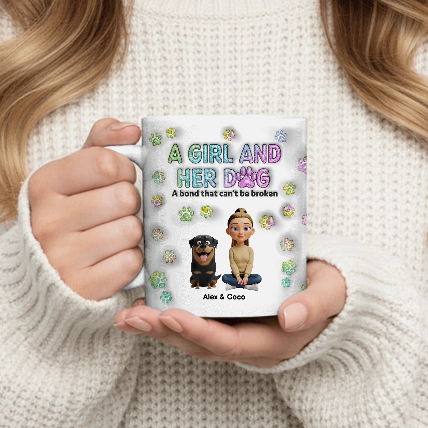 A girl and her pet - Personalized Mug