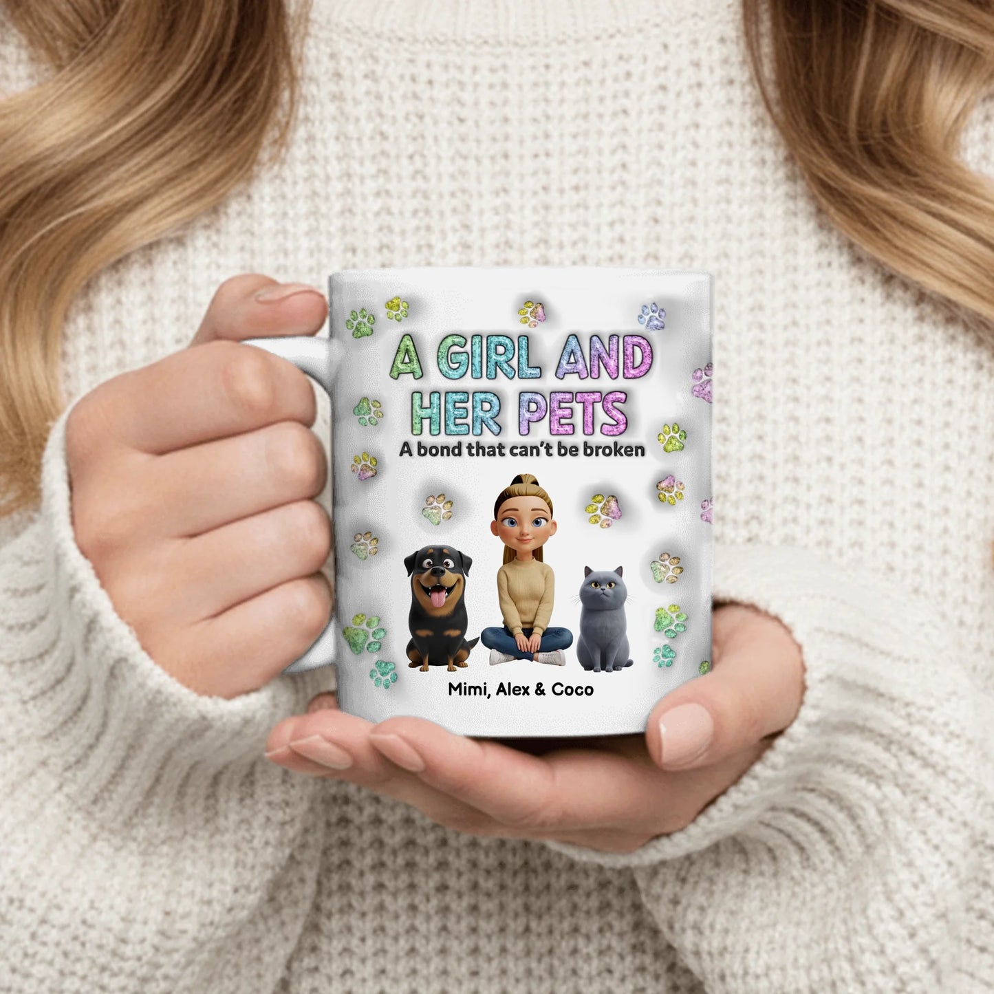 A girl and her pet - Personalized Mug