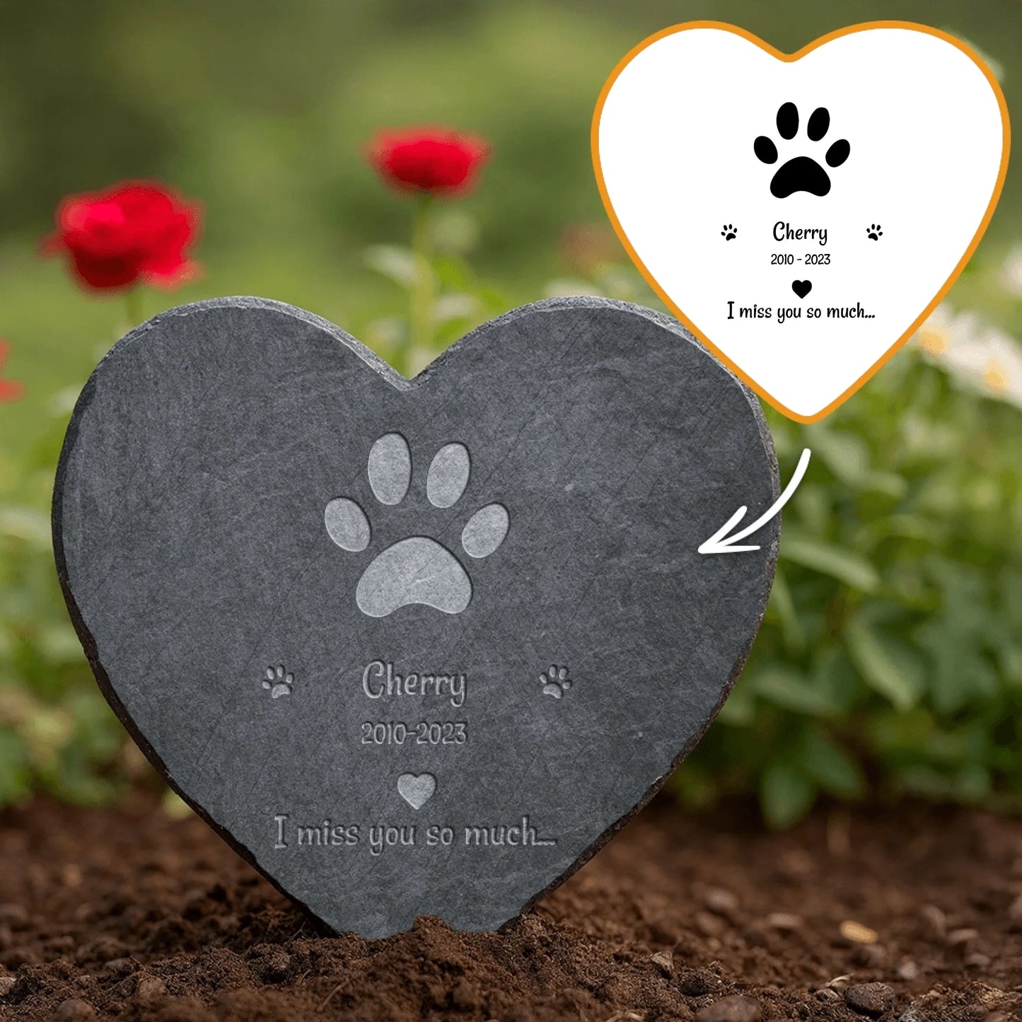 We miss you - Personalized Slate Heart preview