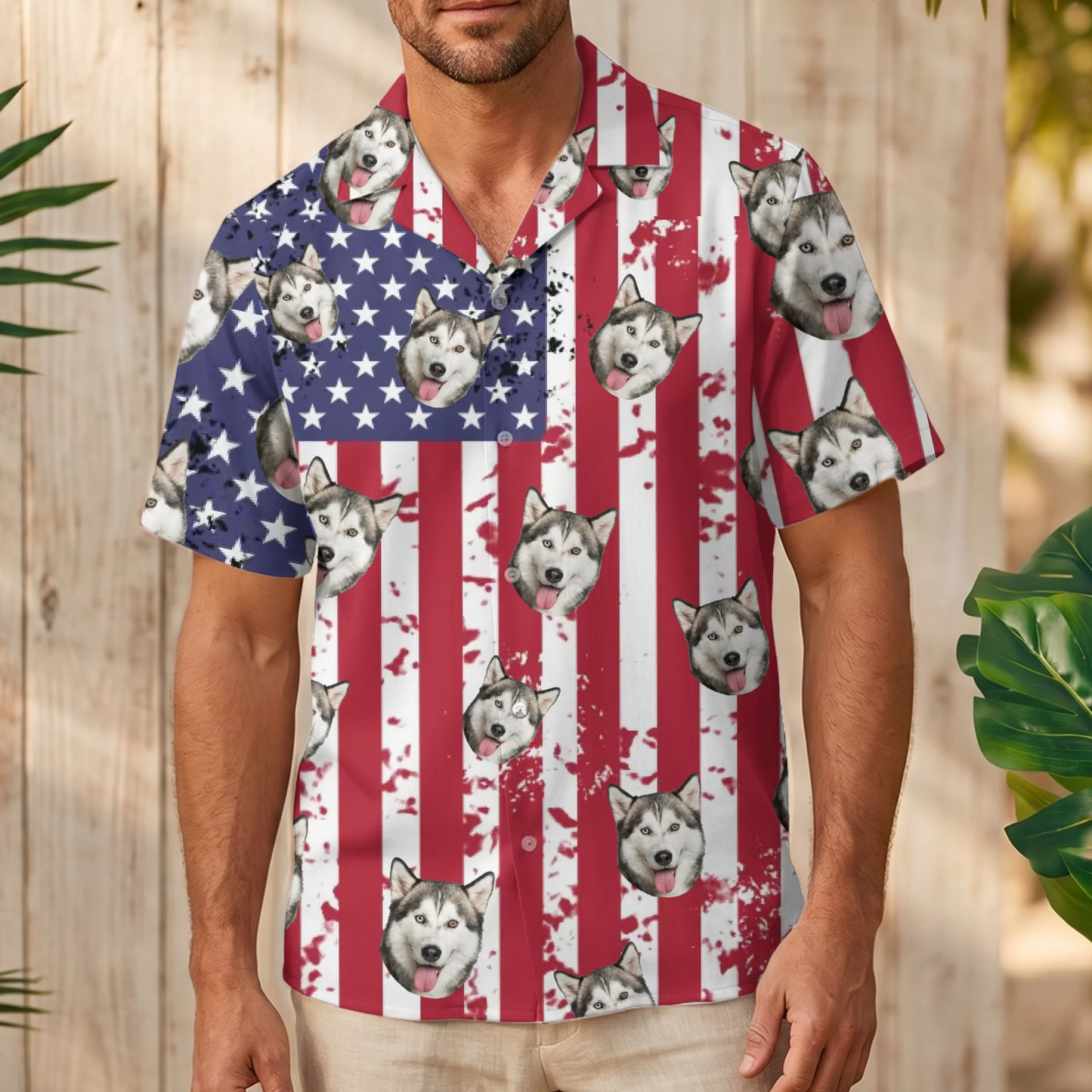 Paws & Stripes - Personalized Hawaiian Shirt