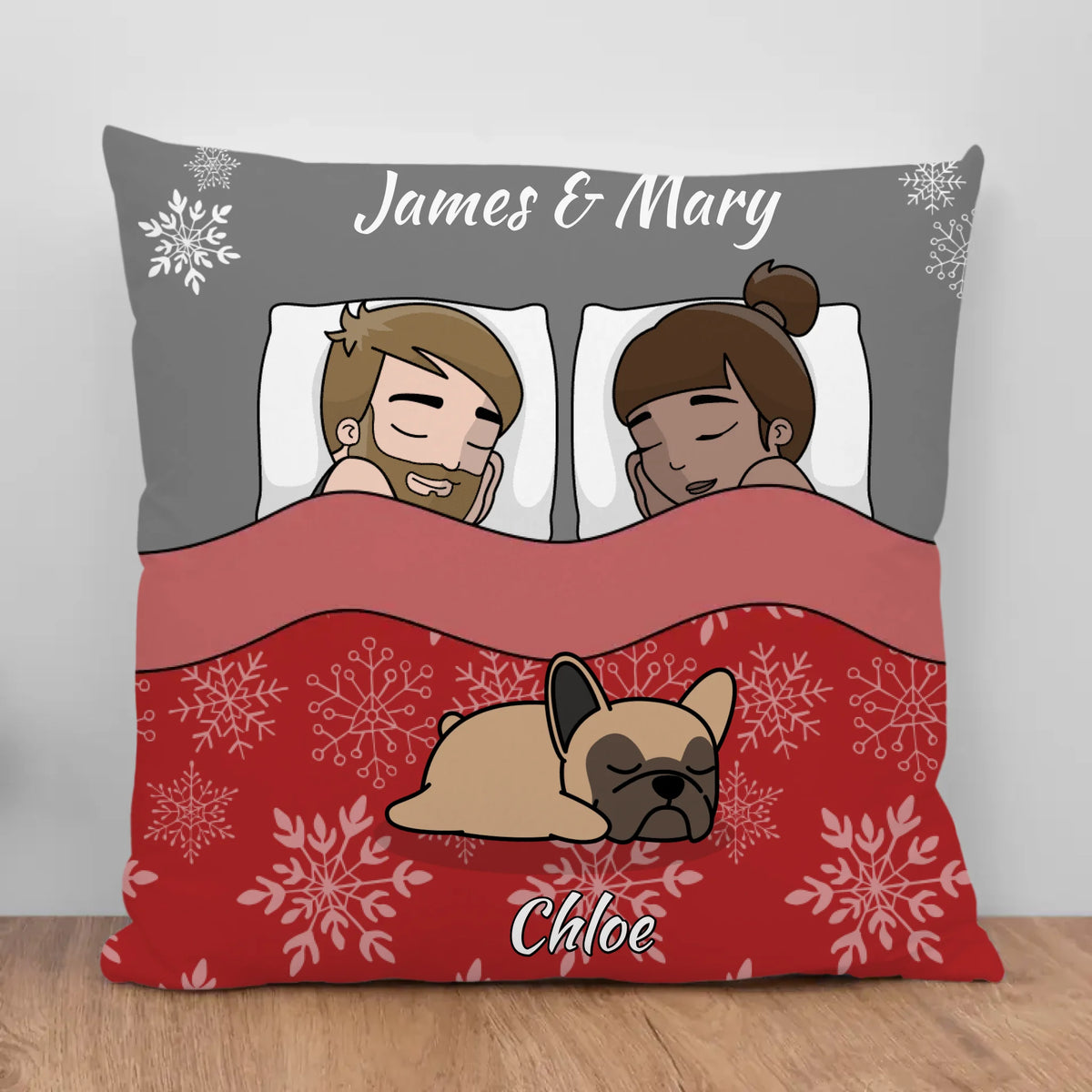 Personalized Pillow - Christmas cuddle time with pets