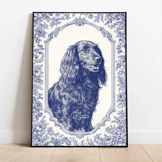 Personalized Poster With Dog or Cat - Toile de Jouy
