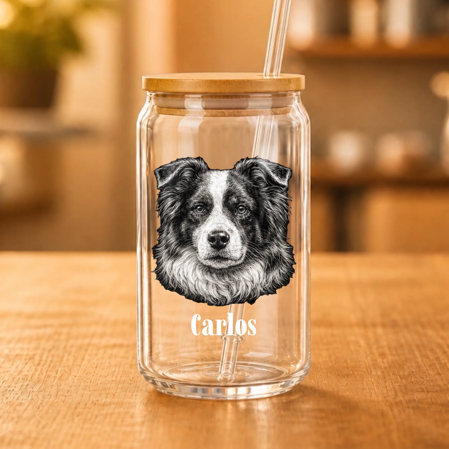 Portrait Sketch - Personalized Sipper Glass